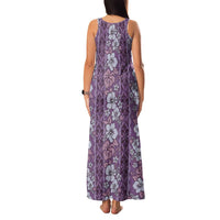 Hawaii Vintage Violet Hibiscus Tapa Pattern Family Matching Tank Maxi Dress and Hawaiian Shirt LT05 - Polynesian Pride
