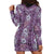 Hawaii Vintage Violet Hibiscus Tapa Pattern Hoodie Dress