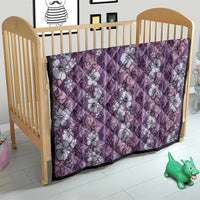 Hawaii Vintage Violet Hibiscus Tapa Pattern Quilt