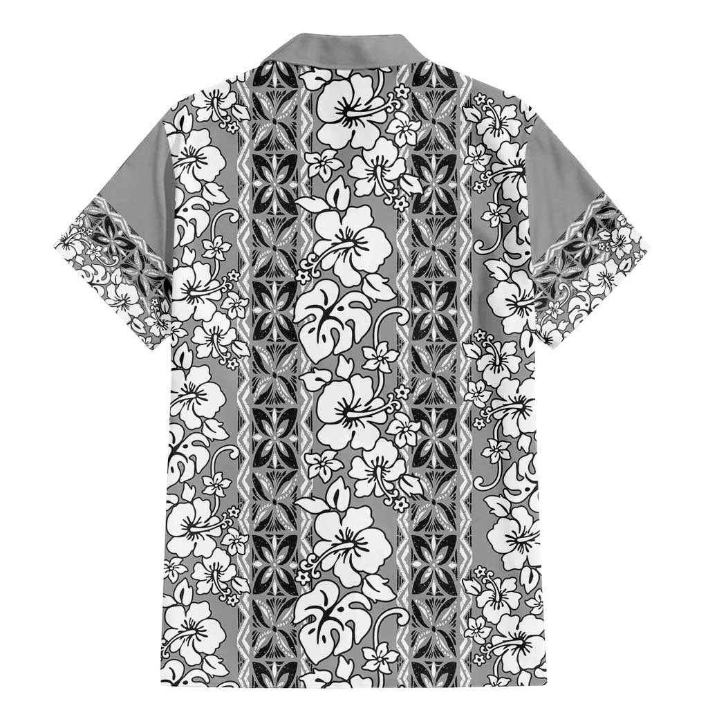 Hawaii Vintage Gray Hibiscus Tapa Pattern Family Matching Mermaid Dress and Hawaiian Shirt LT05 - Polynesian Pride