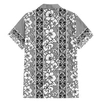 Hawaii Vintage Gray Hibiscus Tapa Pattern Family Matching Short Sleeve Bodycon Dress and Hawaiian Shirt LT05 - Polynesian Pride