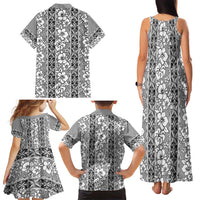 Hawaii Vintage Gray Hibiscus Tapa Pattern Family Matching Tank Maxi Dress and Hawaiian Shirt LT05 - Polynesian Pride