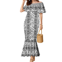 Hawaii Vintage Gray Hibiscus Tapa Pattern Mermaid Dress LT05 Women Gray - Polynesian Pride