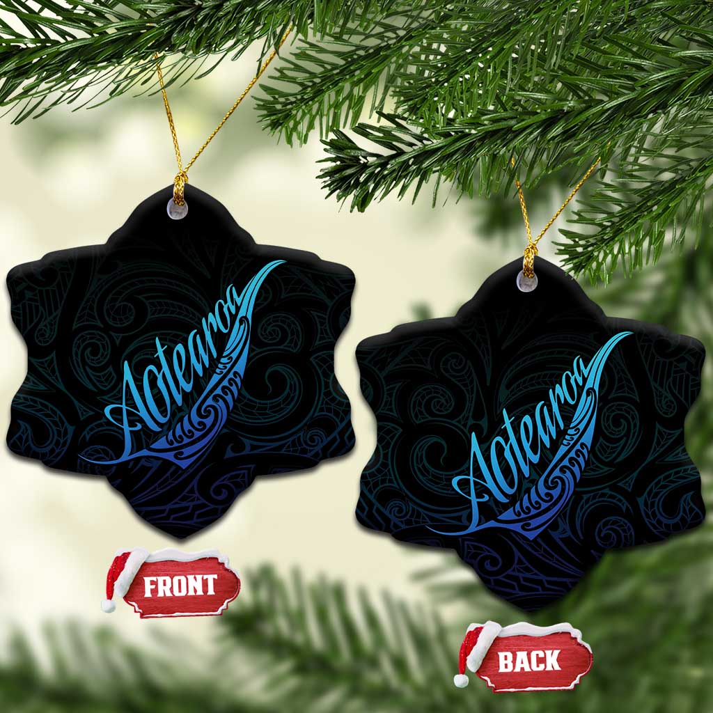 Aotearoa New Zealand Ceramic Ornament Koru Fern Blue Gradient