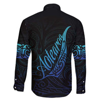 Aotearoa New Zealand Family Matching Long Sleeve Bodycon Dress and Hawaiian Shirt Koru Fern Blue Gradient LT05 - Polynesian Pride