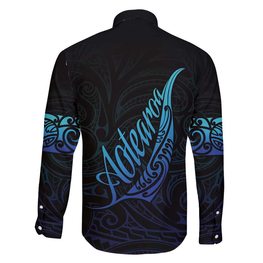 Aotearoa New Zealand Family Matching Mermaid Dress and Hawaiian Shirt Koru Fern Blue Gradient LT05 - Polynesian Pride