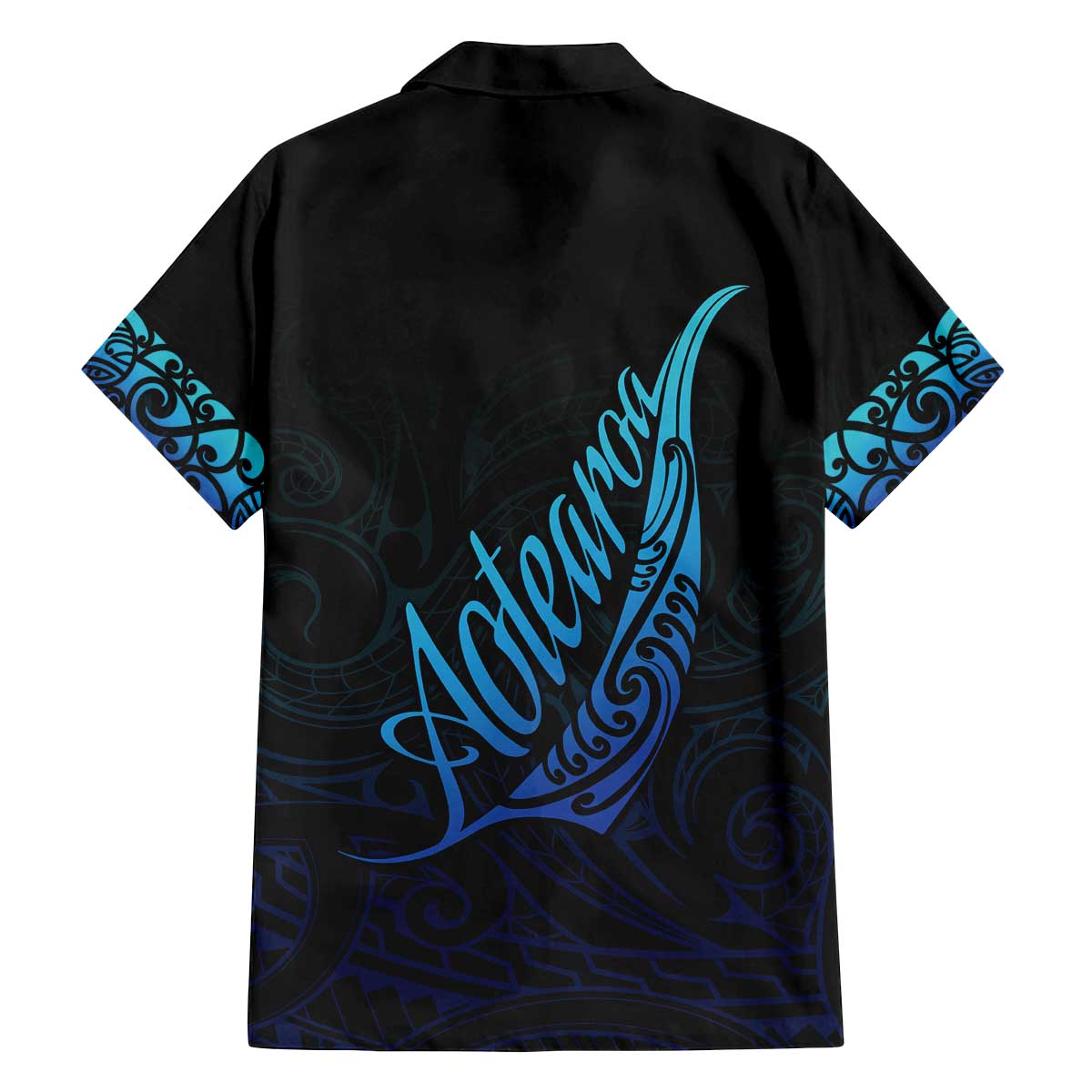 Aotearoa New Zealand Family Matching Off The Shoulder Long Sleeve Dress and Hawaiian Shirt Koru Fern Blue Gradient LT05 - Polynesian Pride