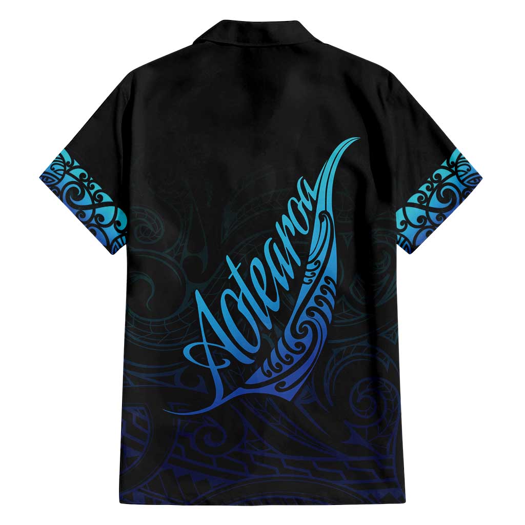 Aotearoa New Zealand Family Matching Puletasi and Hawaiian Shirt Koru Fern Blue Gradient LT05 - Polynesian Pride