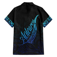 Aotearoa New Zealand Family Matching Short Sleeve Bodycon Dress and Hawaiian Shirt Koru Fern Blue Gradient LT05 - Polynesian Pride