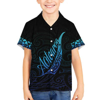 Aotearoa New Zealand Kid Hawaiian Shirt Koru Fern Blue Gradient