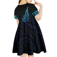 Aotearoa New Zealand Kid Short Sleeve Dress Koru Fern Blue Gradient LT05 - Polynesian Pride