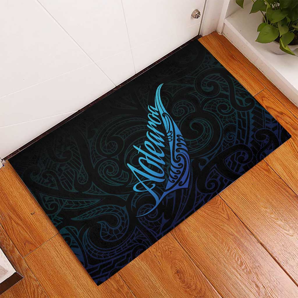 Aotearoa New Zealand Rubber Doormat Koru Fern Blue Gradient LT05 - Polynesian Pride