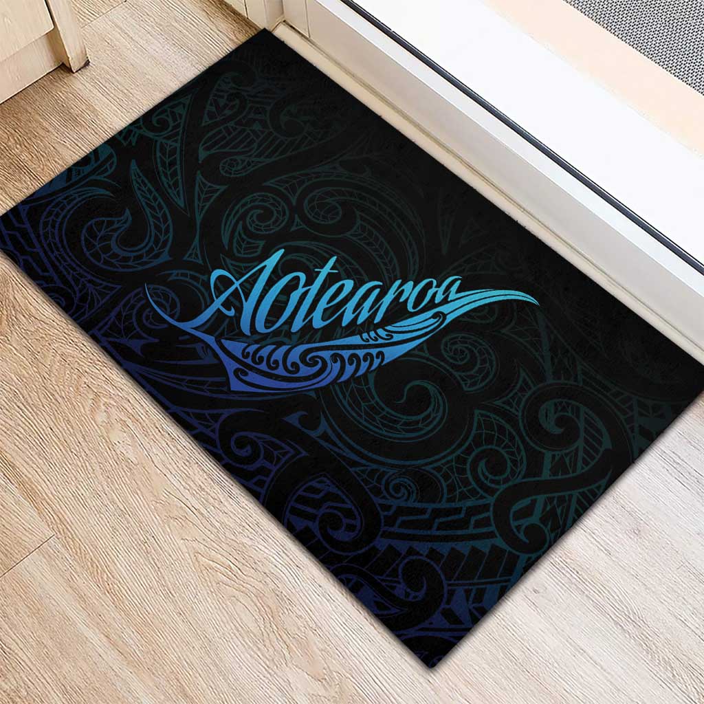 Aotearoa New Zealand Rubber Doormat Koru Fern Blue Gradient LT05 - Polynesian Pride