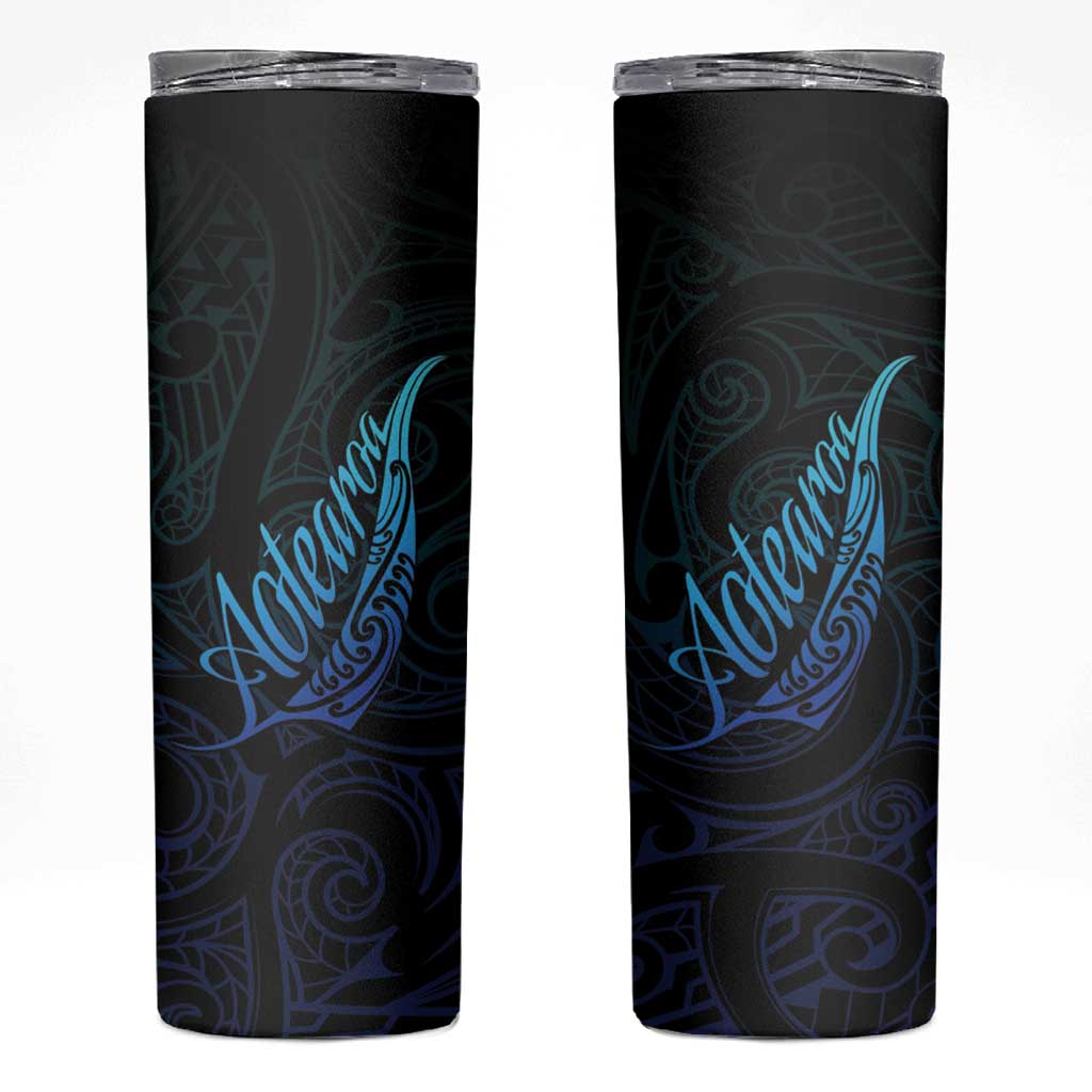 Aotearoa New Zealand Skinny Tumbler Koru Fern Blue Gradient LT05 Blue - Polynesian Pride