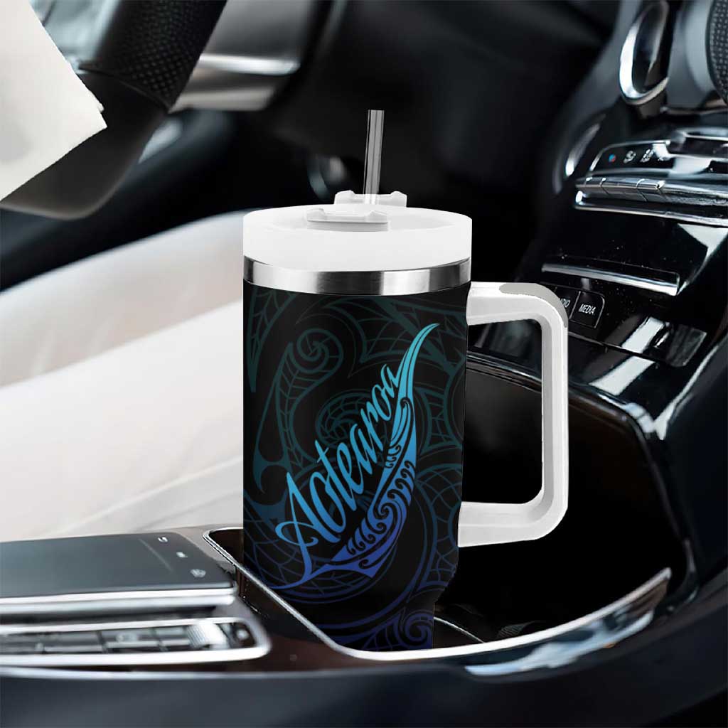Aotearoa New Zealand Tumbler With Handle Koru Fern Blue Gradient