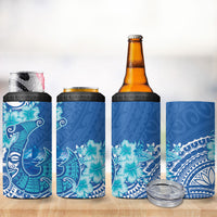 Hawaii Discoverers Day 4 in 1 Can Cooler Tumbler Polynesian Fish Hook With Hibiscus Blue