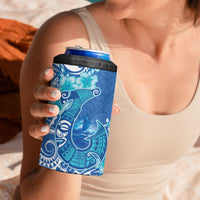 Hawaii Discoverers Day 4 in 1 Can Cooler Tumbler Polynesian Fish Hook With Hibiscus Blue