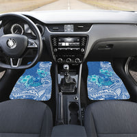 Hawaii Discoverers Day Car Mats Polynesian Fish Hook With Hibiscus Blue