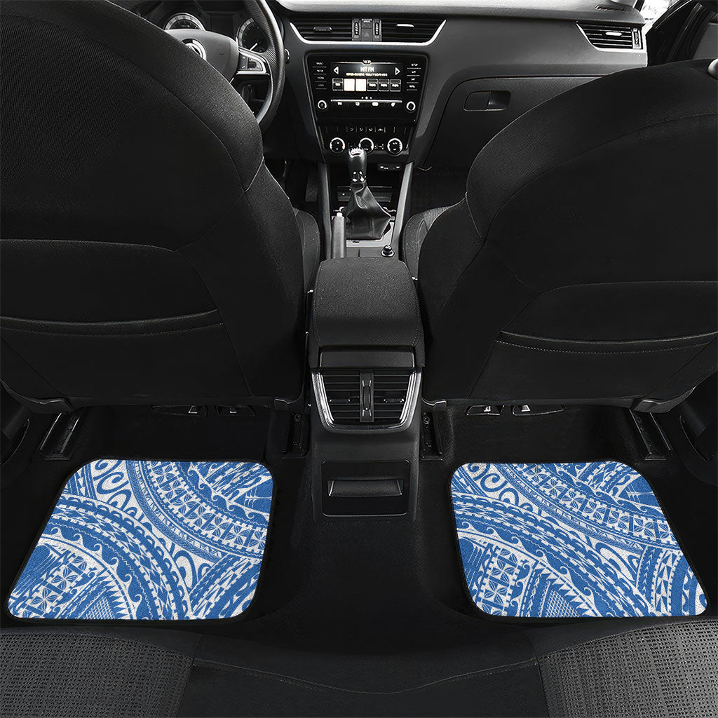 Hawaii Discoverers Day Car Mats Polynesian Fish Hook With Hibiscus Blue