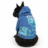 Hawaii Discoverers Day Pet Hoodie Polynesian Fish Hook With Hibiscus Blue