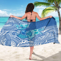 Hawaii Discoverers Day Sarong Polynesian Fish Hook With Hibiscus Blue