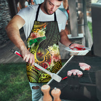 Hawaii Discoverers Day Apron Polynesian Fish Hook With Hibiscus Reggae