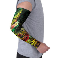 Hawaii Discoverers Day Arm Sleeves Polynesian Fish Hook With Hibiscus Reggae
