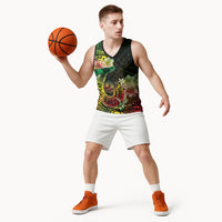 Hawaii Discoverers Day Basketball Jersey Polynesian Fish Hook With Hibiscus Reggae
