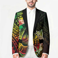 Hawaii Discoverers Day Blazer Polynesian Fish Hook With Hibiscus Reggae