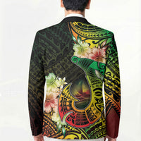 Hawaii Discoverers Day Blazer Polynesian Fish Hook With Hibiscus Reggae