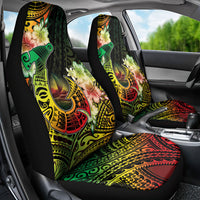 Hawaii Discoverers Day Car Seat Cover Polynesian Fish Hook With Hibiscus Reggae