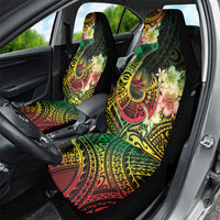 Hawaii Discoverers Day Car Seat Cover Polynesian Fish Hook With Hibiscus Reggae
