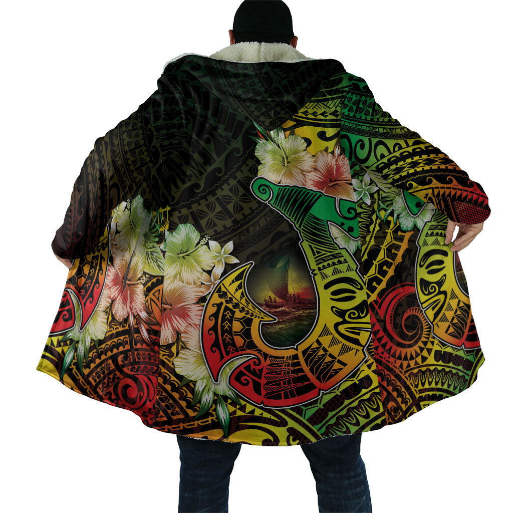Hawaii Discoverers Day Cloak Polynesian Fish Hook With Hibiscus Reggae