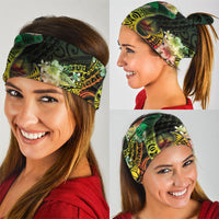 Hawaii Discoverers Day Neck Gaiter Polynesian Fish Hook With Hibiscus Reggae
