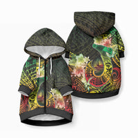 Hawaii Discoverers Day Pet Hoodie Polynesian Fish Hook With Hibiscus Reggae