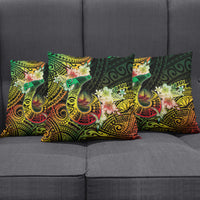 Hawaii Discoverers Day Pillow Cover Polynesian Fish Hook With Hibiscus Reggae