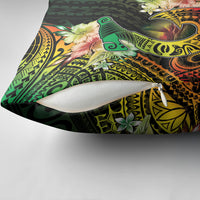 Hawaii Discoverers Day Pillow Cover Polynesian Fish Hook With Hibiscus Reggae