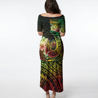 Hawaii Discoverers Day Puletasi Polynesian Fish Hook With Hibiscus Reggae