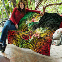Hawaii Discoverers Day Quilt Polynesian Fish Hook With Hibiscus Reggae