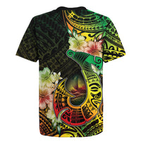 Hawaii Discoverers Day Rugby Jersey Polynesian Fish Hook With Hibiscus Reggae