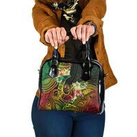 Hawaii Discoverers Day Shoulder Handbag Polynesian Fish Hook With Hibiscus Reggae