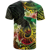 Hawaii Discoverers Day T Shirt Polynesian Fish Hook With Hibiscus Reggae