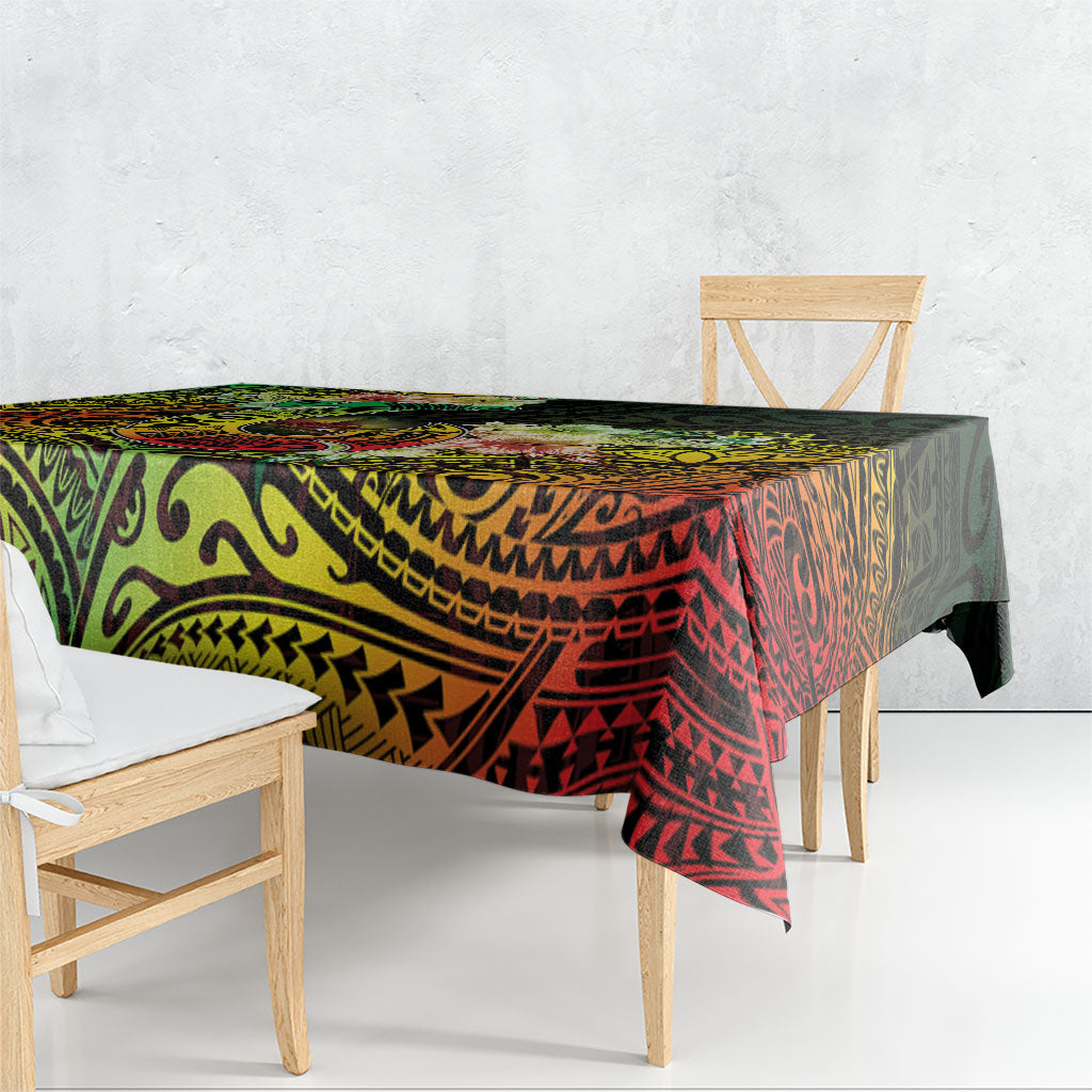 Hawaii Discoverers Day Tablecloth Polynesian Fish Hook With Hibiscus Reggae