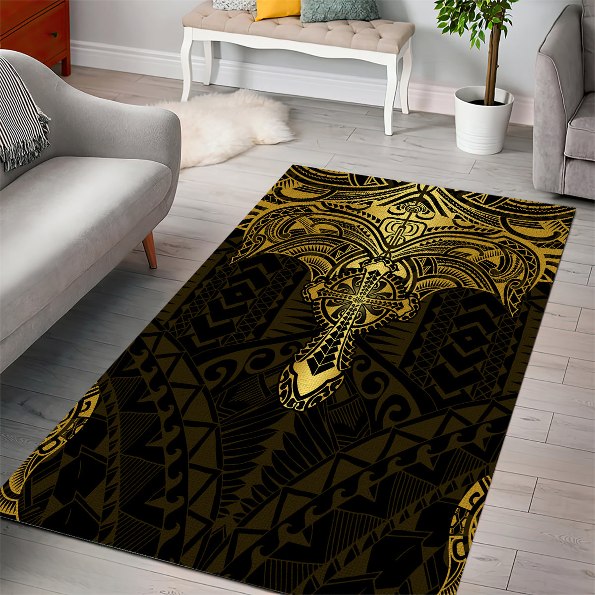 Polynesia Area Rug With Christian Cross LT05 - Polynesian Pride