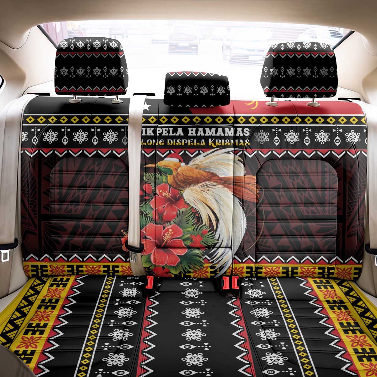 Papua New Guinea Christmas Back Car Seat Cover Bird Of Paradise Hamamas Krismas LT05 - Polynesian Pride