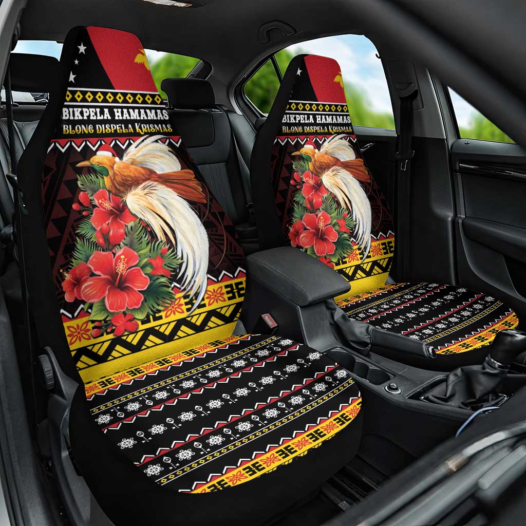 Papua New Guinea Christmas Car Seat Cover Bird Of Paradise Hamamas Krismas LT05 One Size Black - Polynesian Pride