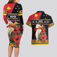 Papua New Guinea Christmas Couples Matching Long Sleeve Bodycon Dress and Hawaiian Shirt Bird Of Paradise Hamamas Krismas LT05 - Polynesian Pride