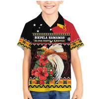 Papua New Guinea Christmas Family Matching Mermaid Dress and Hawaiian Shirt Bird Of Paradise Hamamas Krismas LT05 Son's Shirt Black - Polynesian Pride