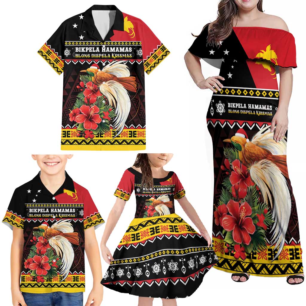 Papua New Guinea Christmas Family Matching Off Shoulder Maxi Dress and Hawaiian Shirt Bird Of Paradise Hamamas Krismas LT05 - Polynesian Pride