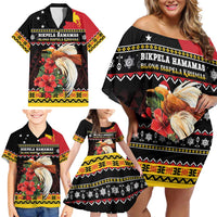 Papua New Guinea Christmas Family Matching Off Shoulder Short Dress and Hawaiian Shirt Bird Of Paradise Hamamas Krismas LT05 - Polynesian Pride